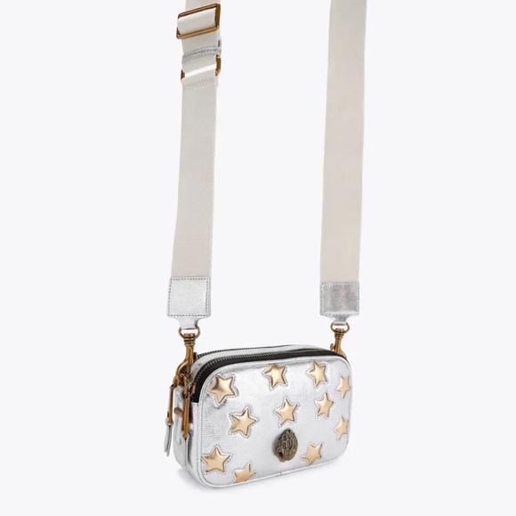 Kurt Geiger 🎁 Metallic Silver & Gold Star Crossbody Camera Bag NWT🎁Gift Ready - Picture 5 of 6